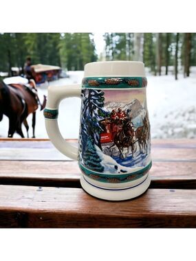 Anheuser Busch BUDWEISER BEER STEIN 3D 1993 Special Delivery Clydesdale Holiday